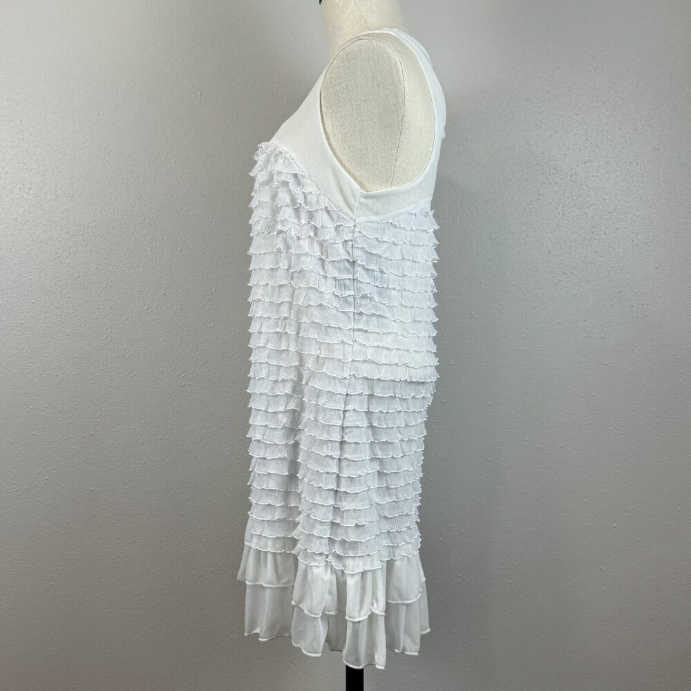 Volume One Sleeveless Mini Dress Womens XL White Ruffled Square Neck Keyhole NWT - Picture 3 of 14